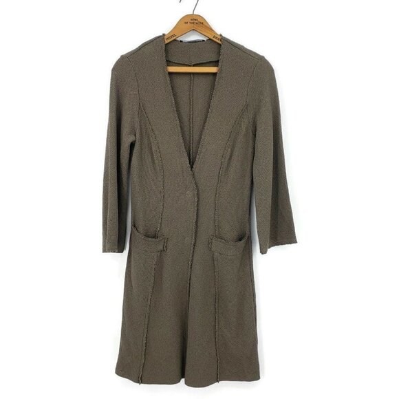 Siste's Duster Sweater Womens Small Olive Green Long Cotton Italy - Picture 1 of 6